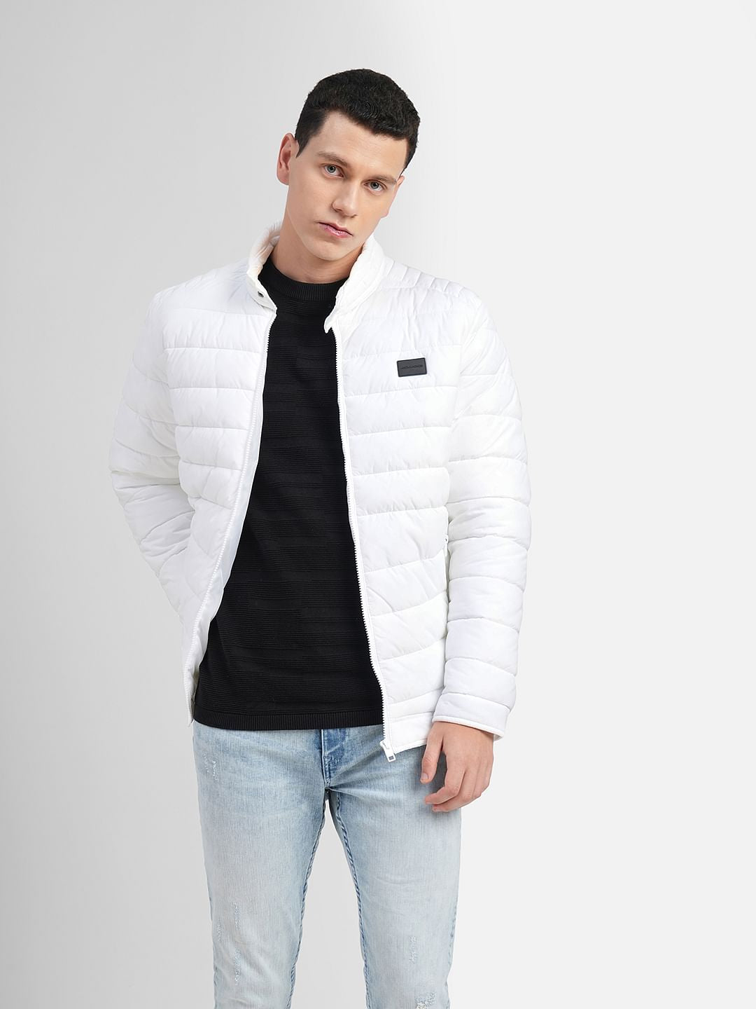 White High Neck Puffer Jacket
