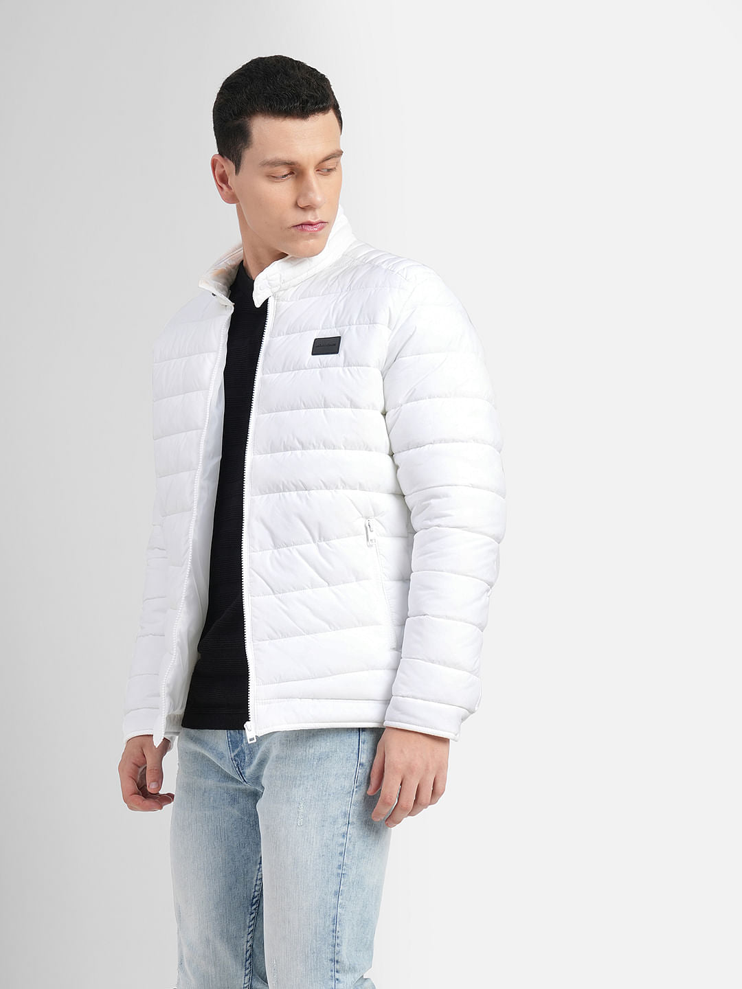White High Neck Puffer Jacket