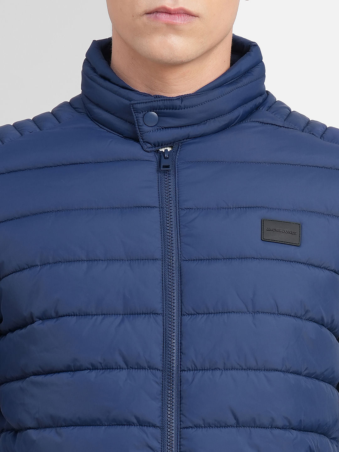 Navy Blue High Neck Puffer Jacket