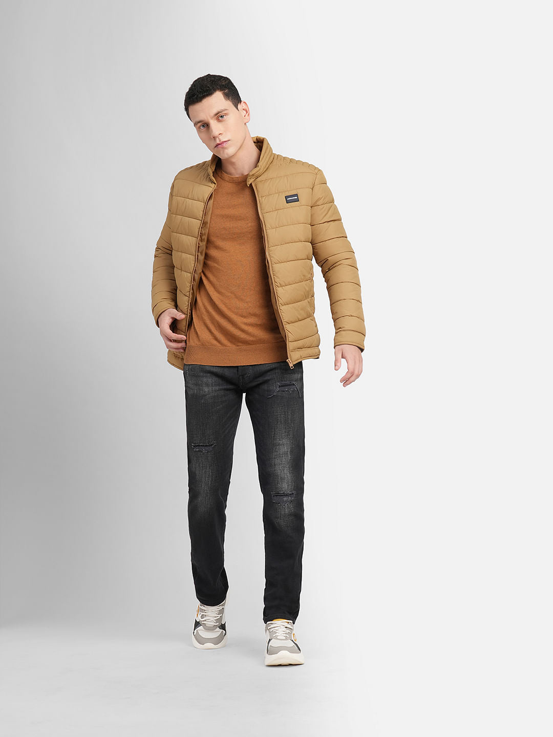Brown High Neck Puffer Jacket