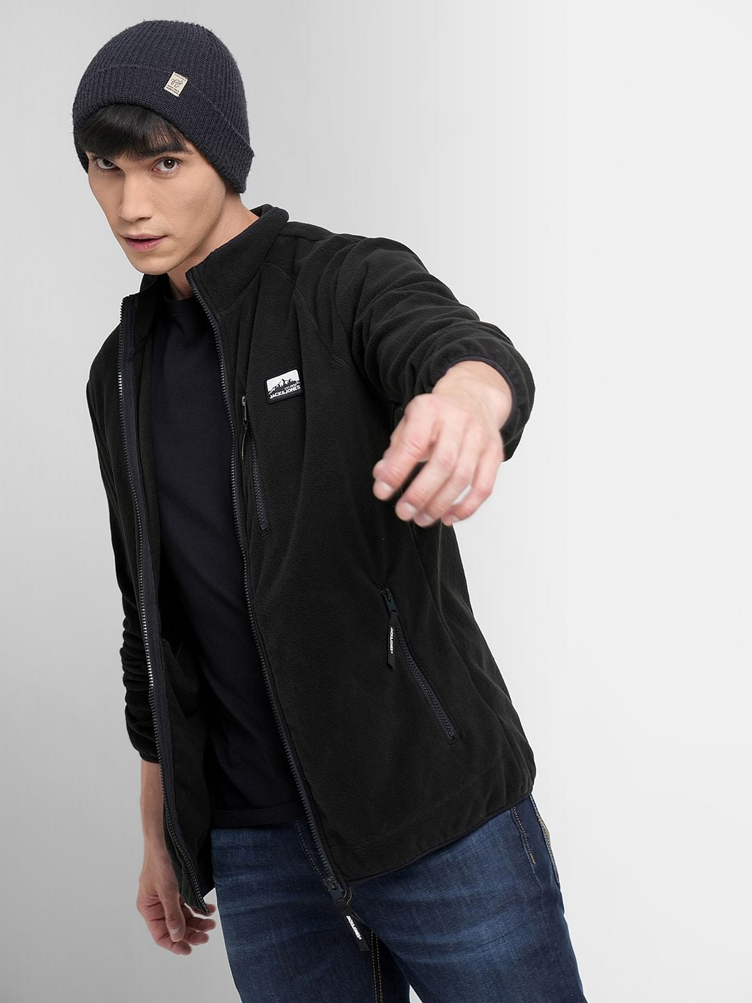 Black High Neck Jacket - S