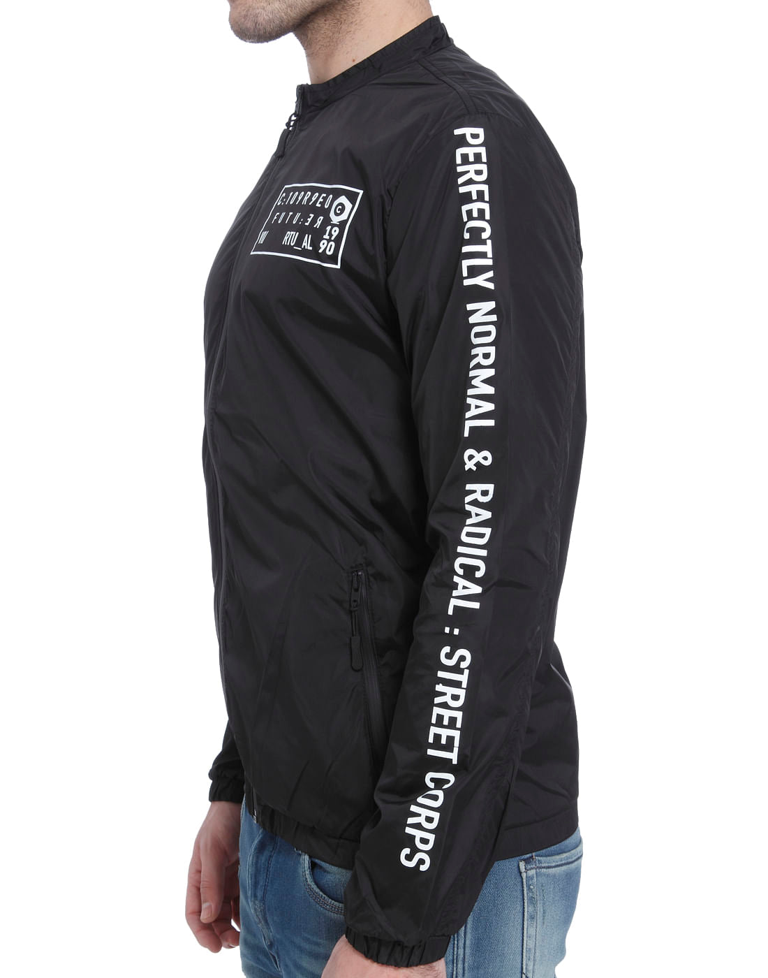 Black Text Print Jacket
