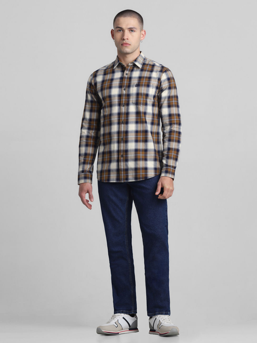 Brown Check Full Sleeves Shirt