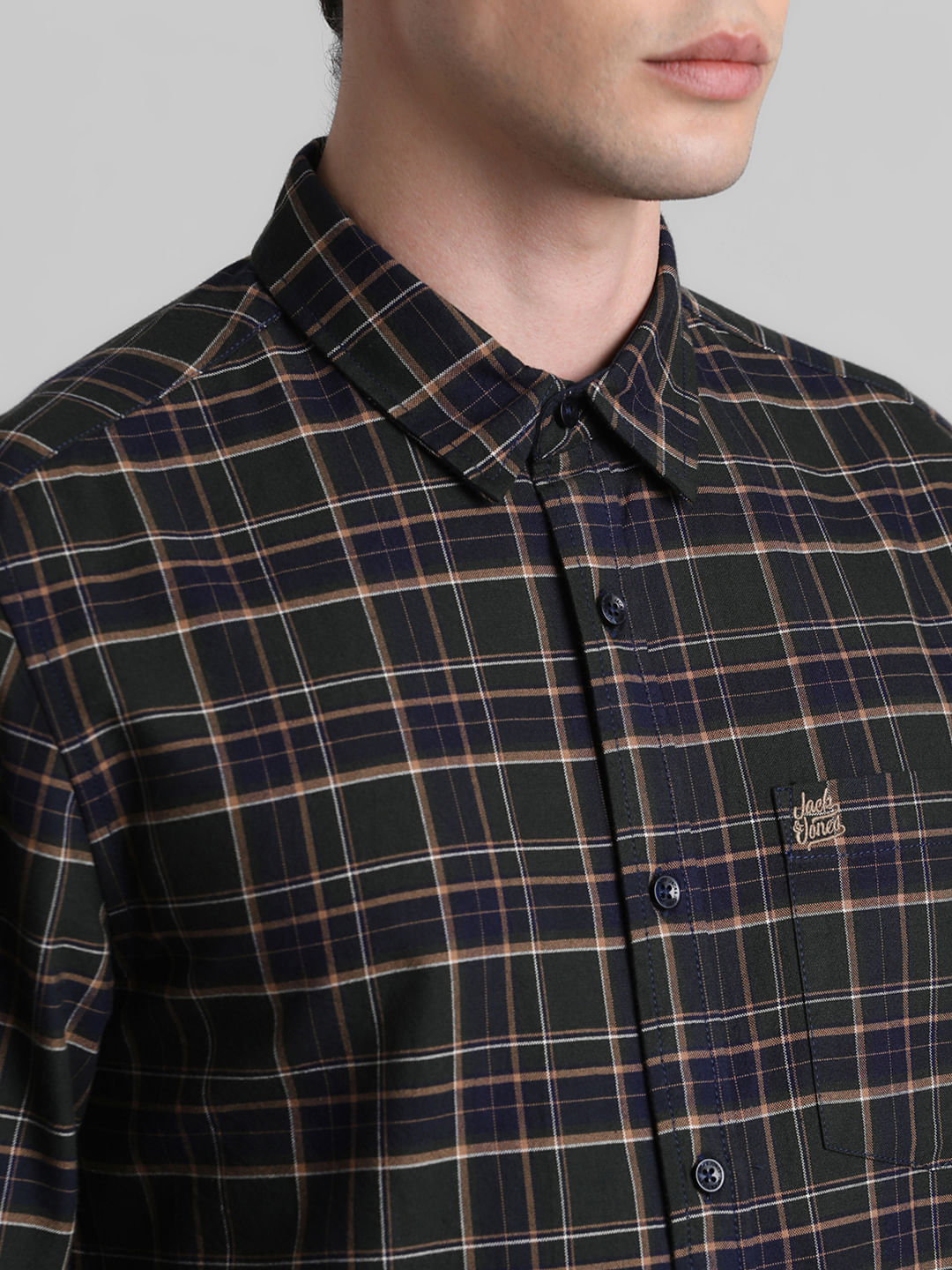 Dark Green Check Full Sleeves Shirt