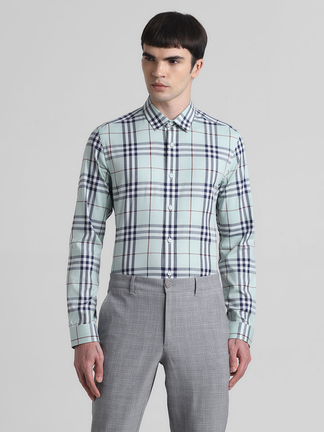 Green Check Print Full Sleeves Shirt