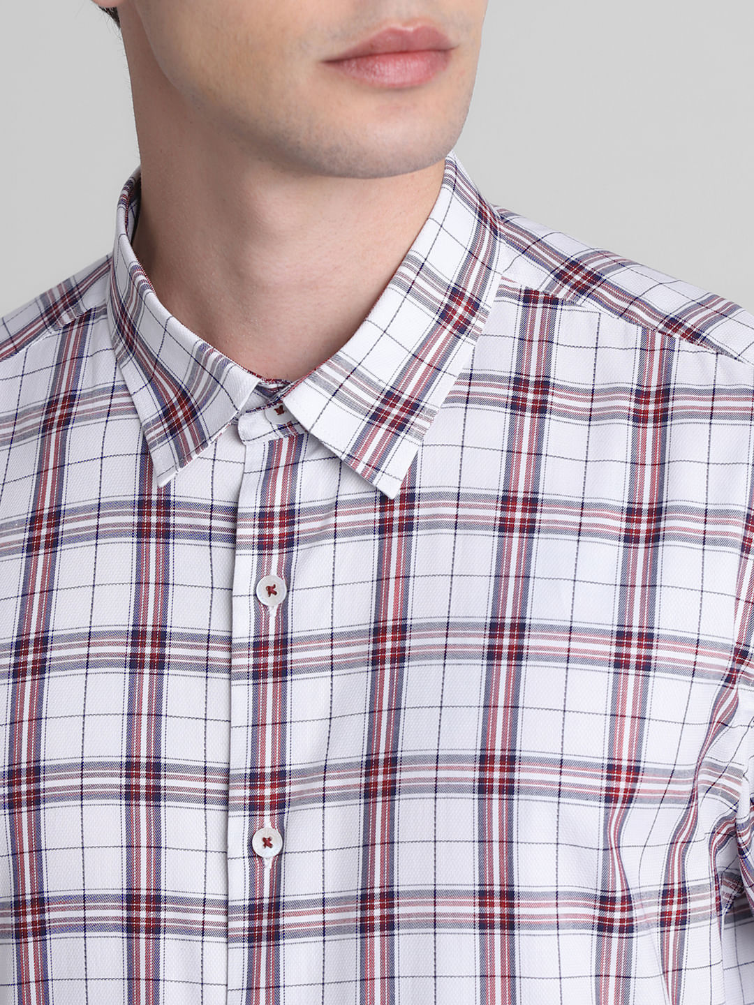 White Check Print Full Sleeves Shirt