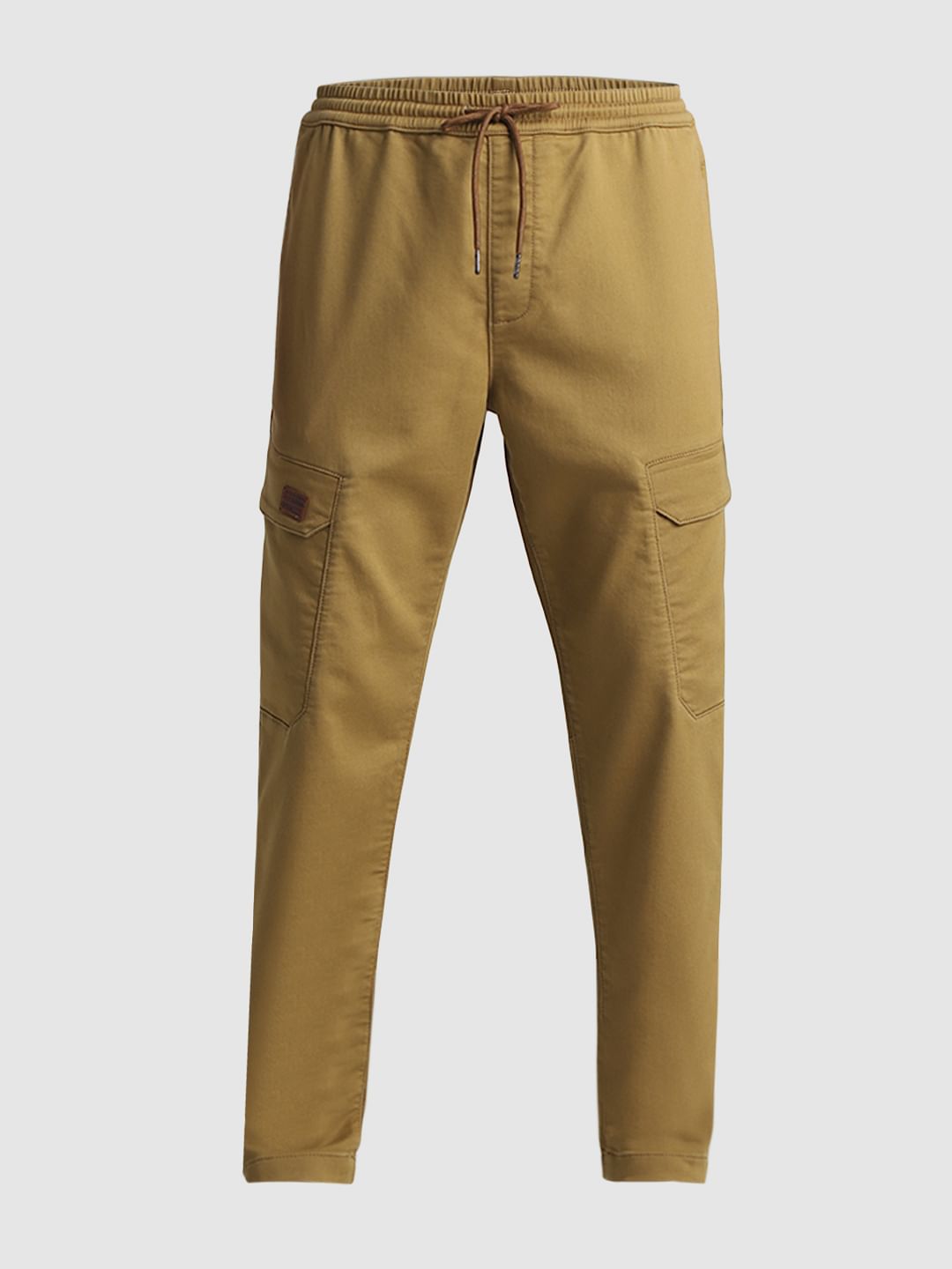 Khaki Mid Rise Cargo Pants