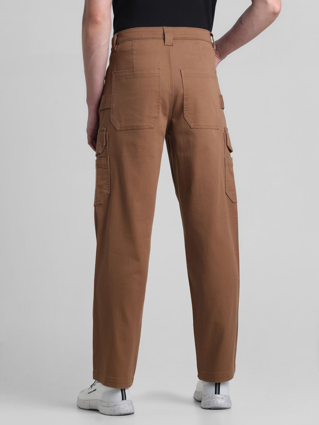 Brown Mid Rise Regular Fit Cargo Pants