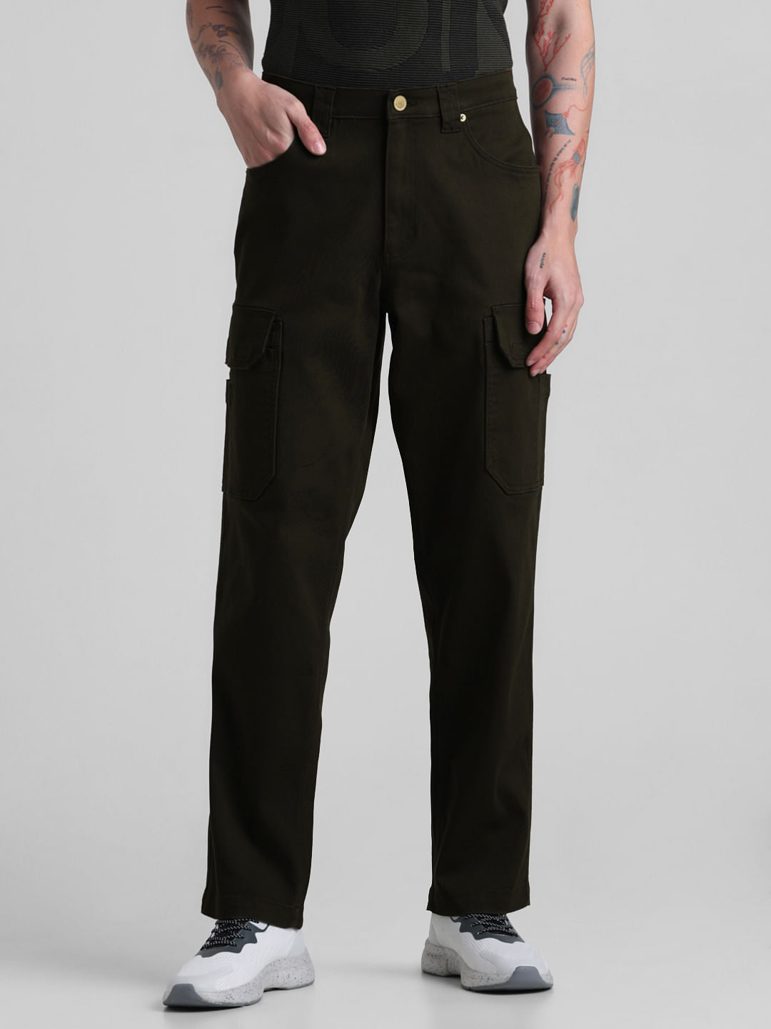 Regular Fit 6 Pocket Cargos - Green - 28/30