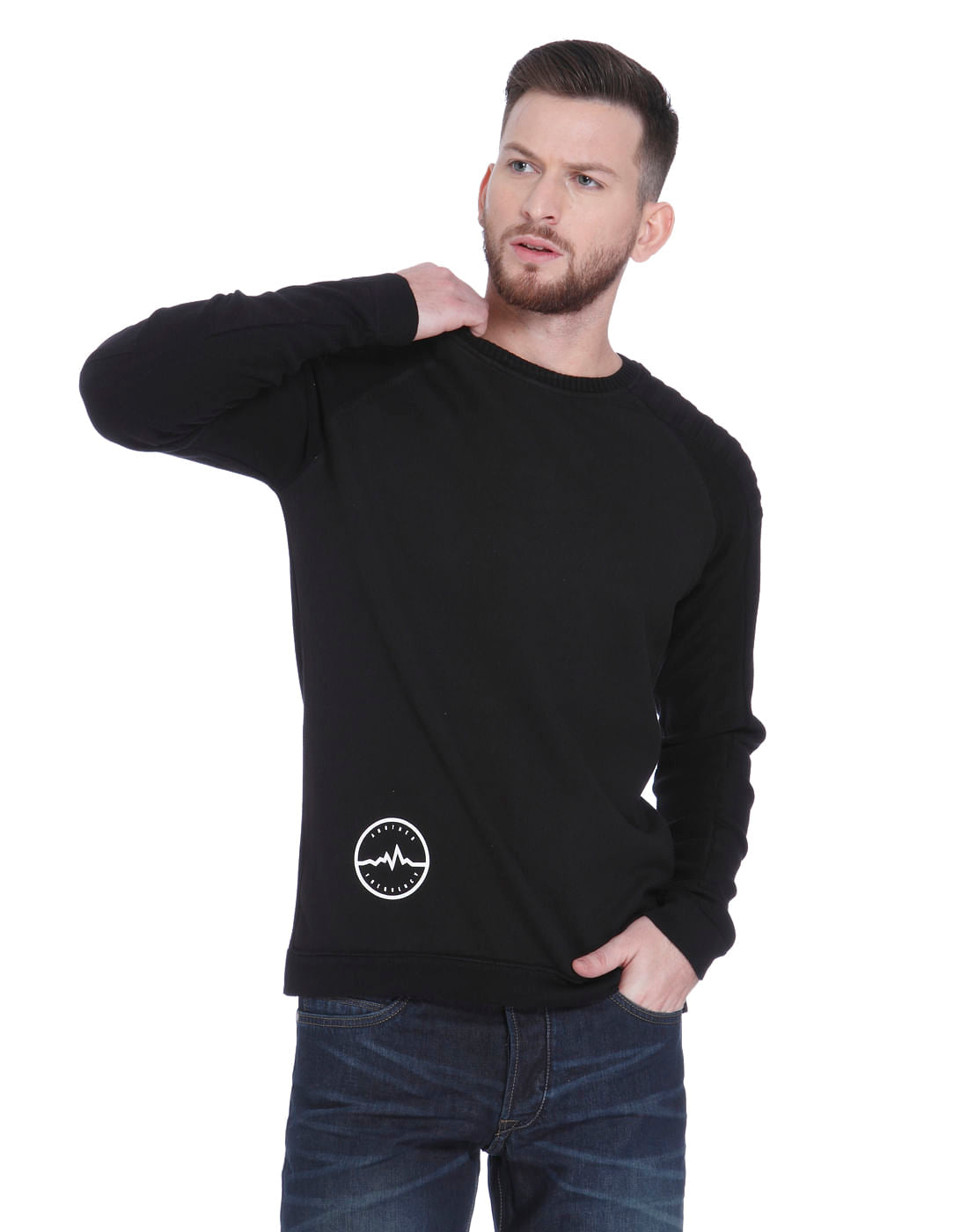 Black Text Print Pullover - S