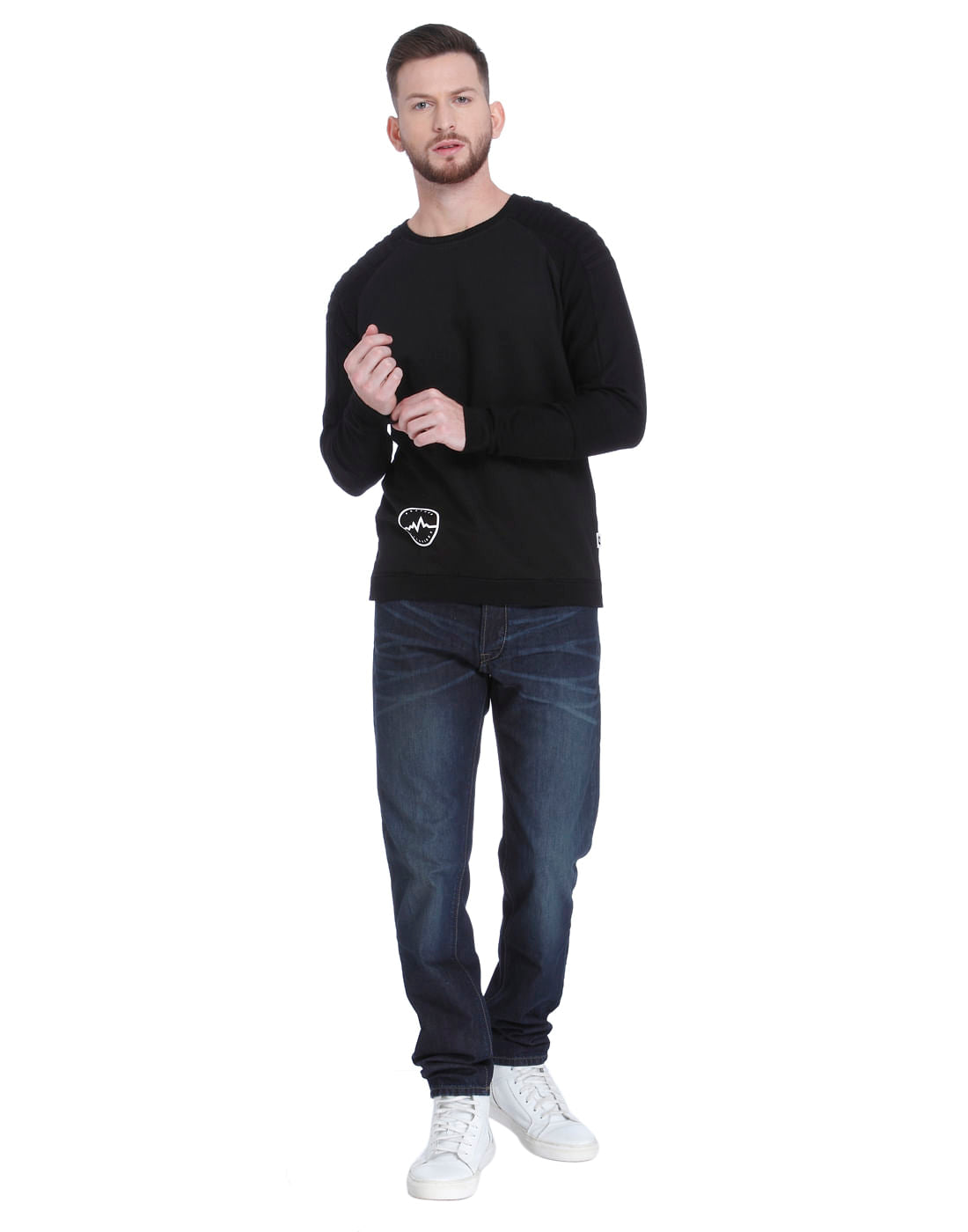 Black Text Print Pullover