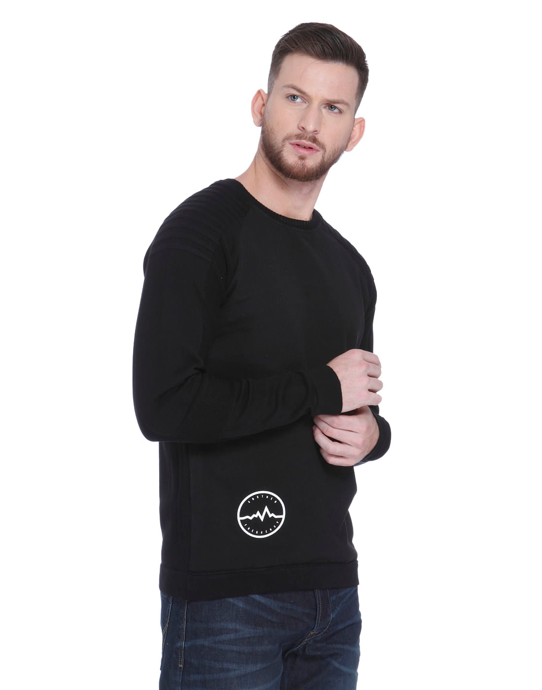 Black Text Print Pullover