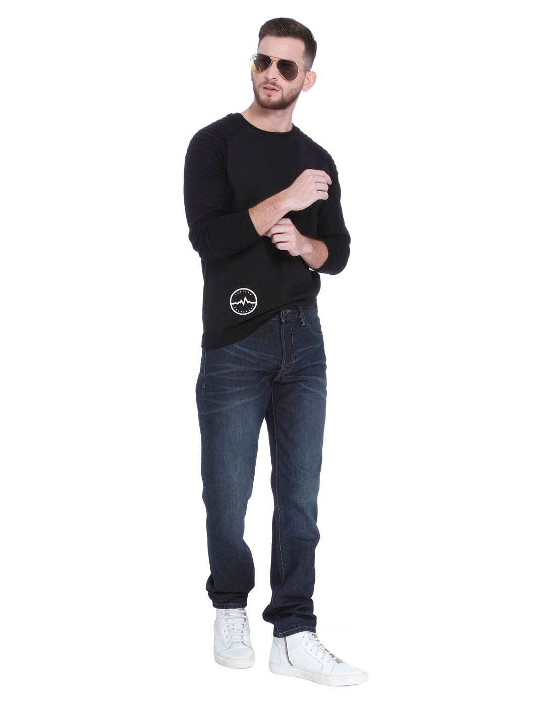 Black Text Print Pullover