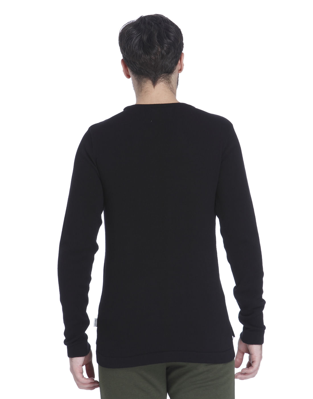 Black Placement Print Pullover