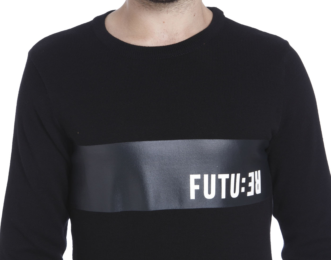 Black Placement Print Pullover