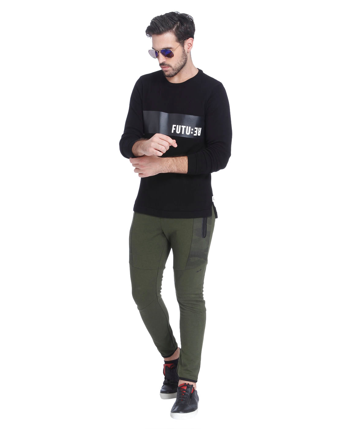 Black Placement Print Pullover