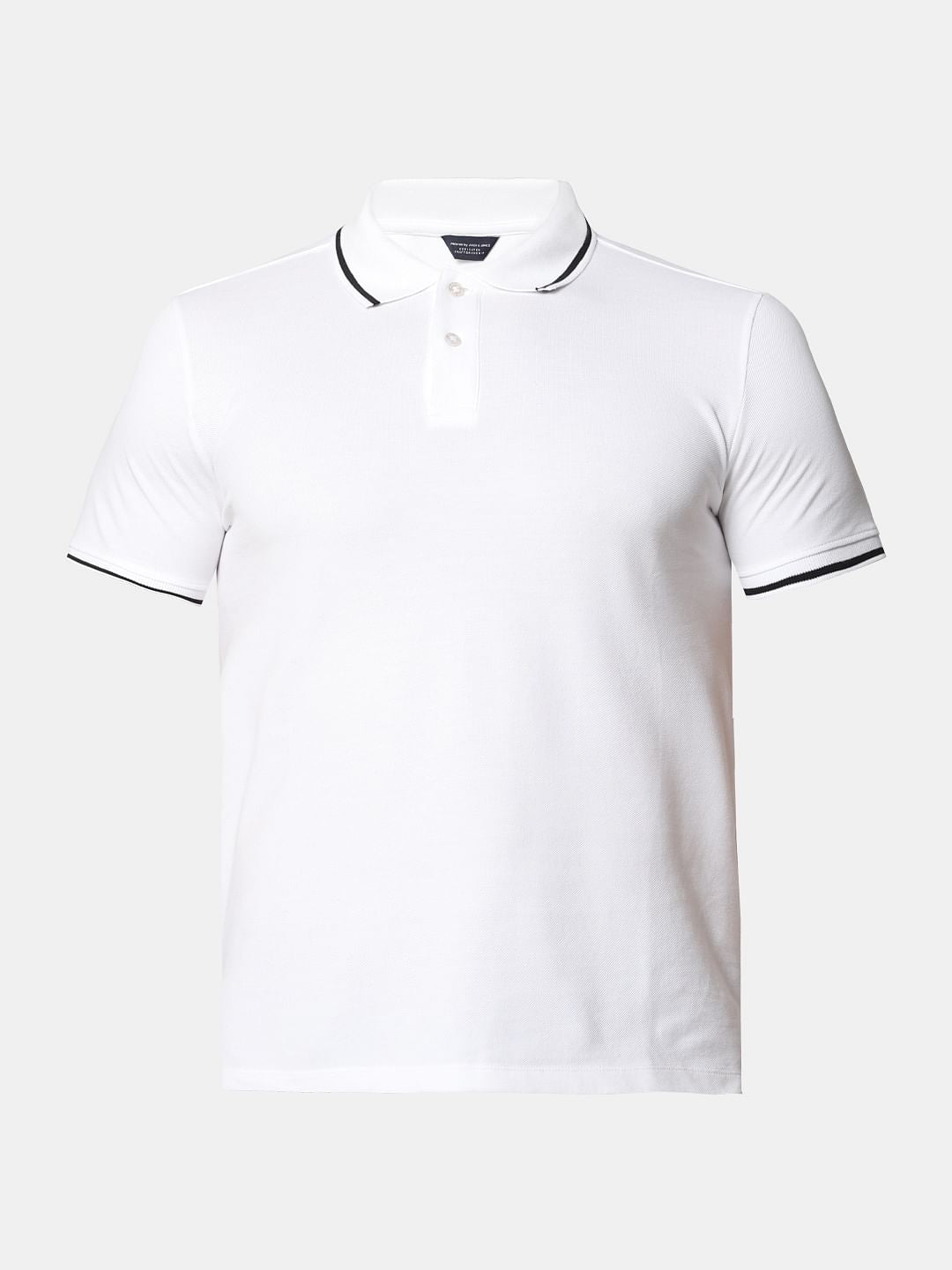White Contrast Tipping Polo T-Shirt