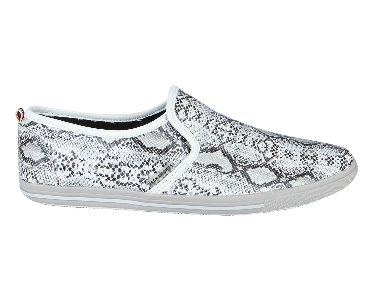 White Snakeskin PU Slip Ons - 6