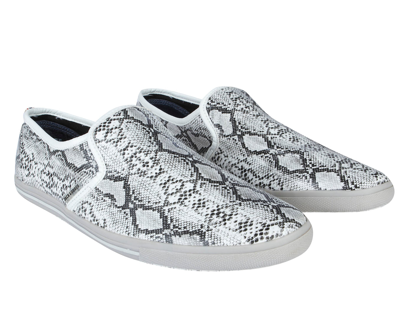 White Snakeskin PU Slip Ons