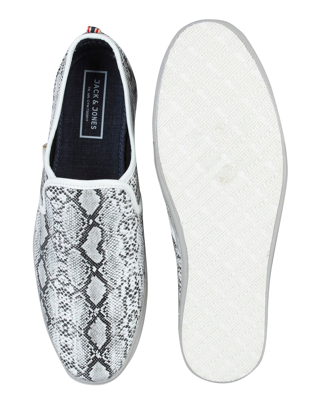 White Snakeskin PU Slip Ons