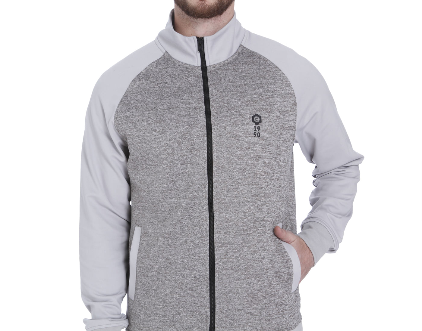 Grey High Neck Zip Up Sweatshirt
