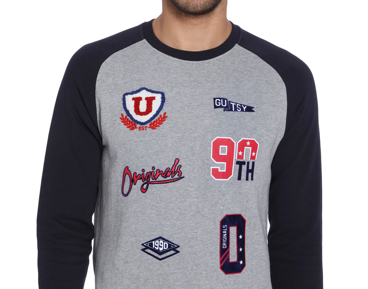 Grey Patch Print Sweatshirt