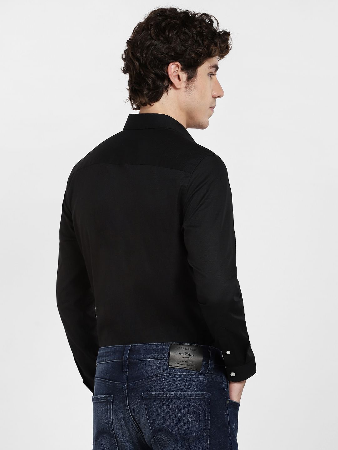 Black Dobby Full Sleeves Shirt