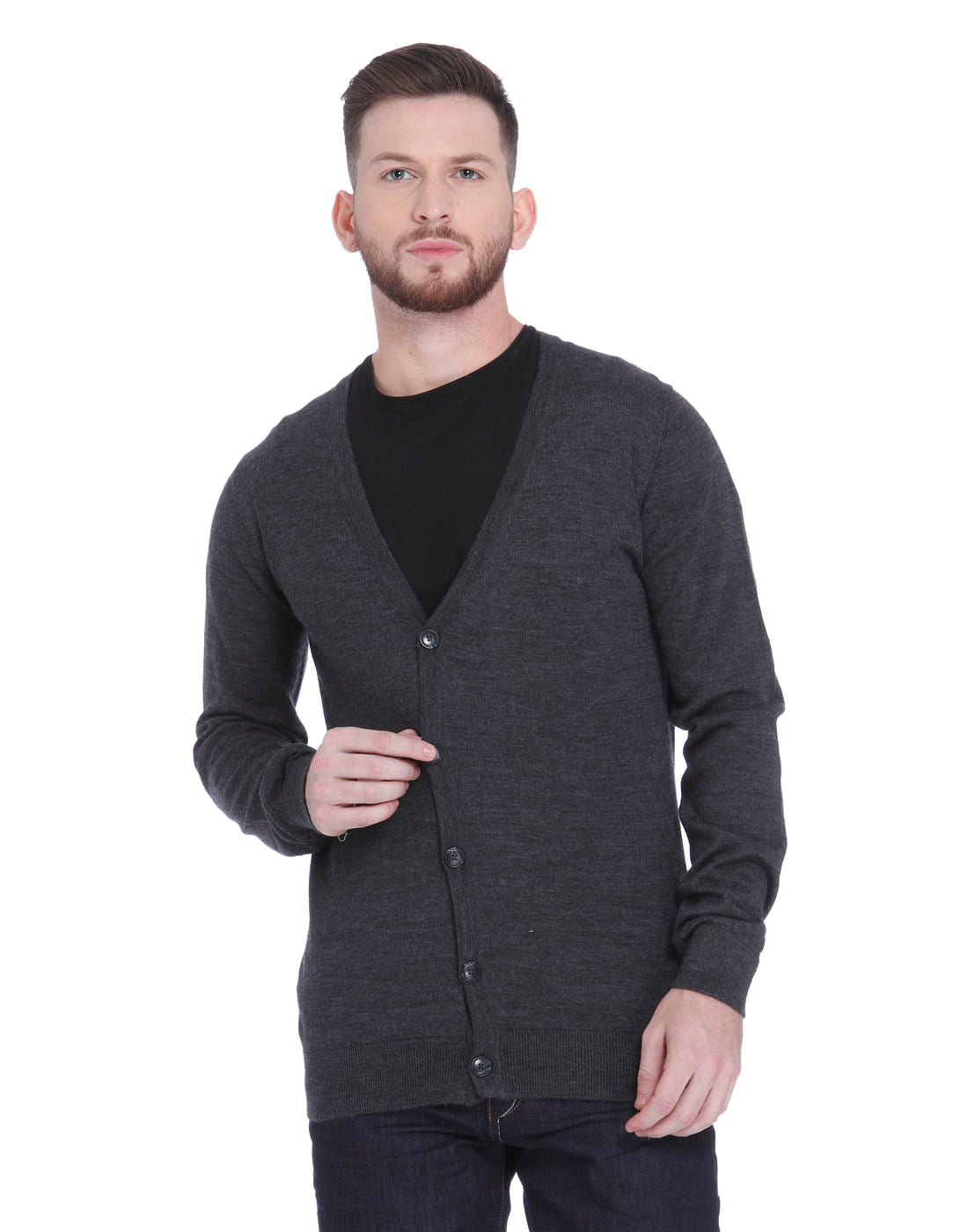 Dark Grey Knit Cardigan - S