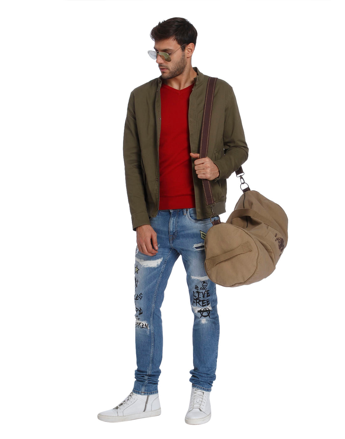 Red V Neck Pullover