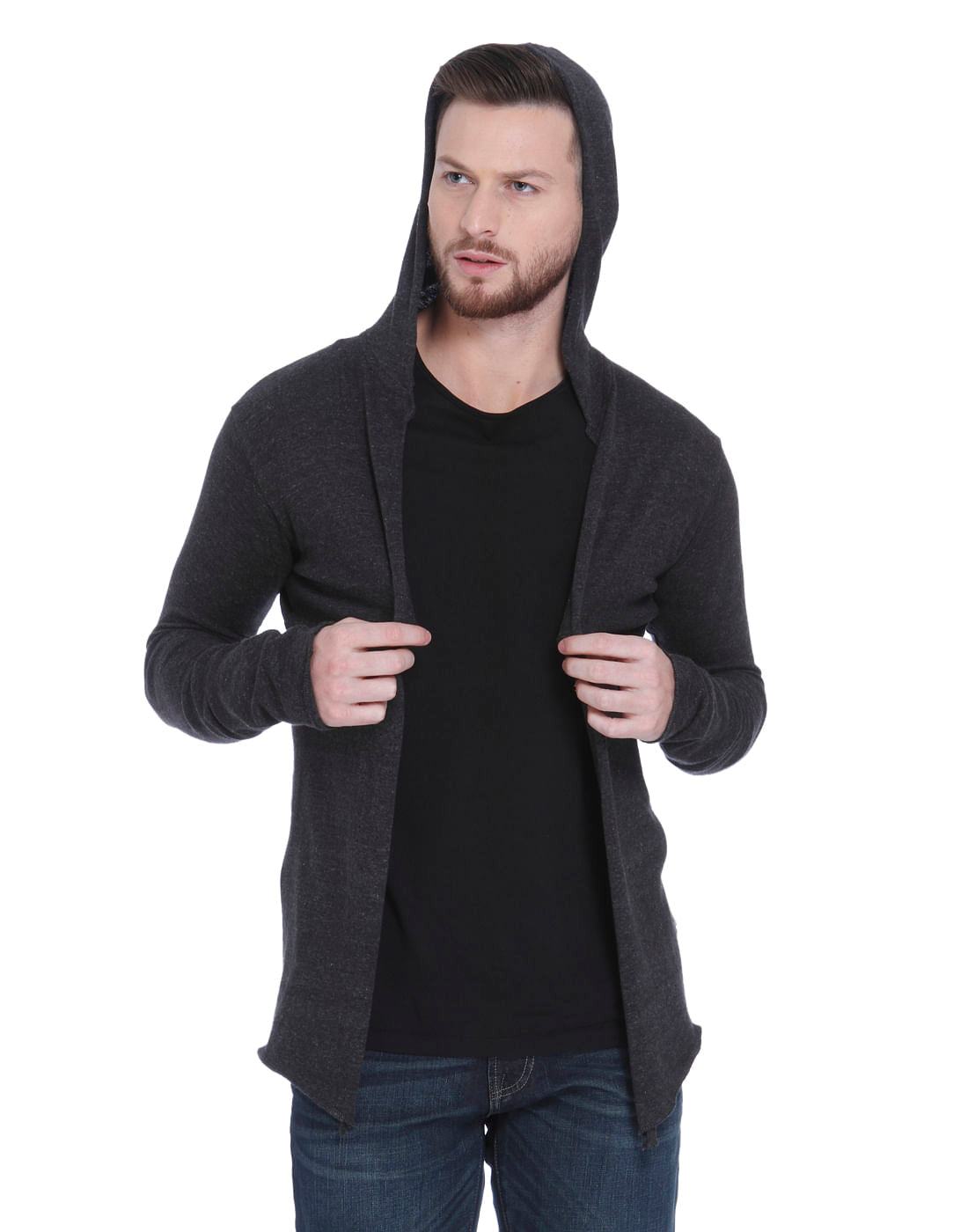 Dark Grey Front Open Cardigan - S