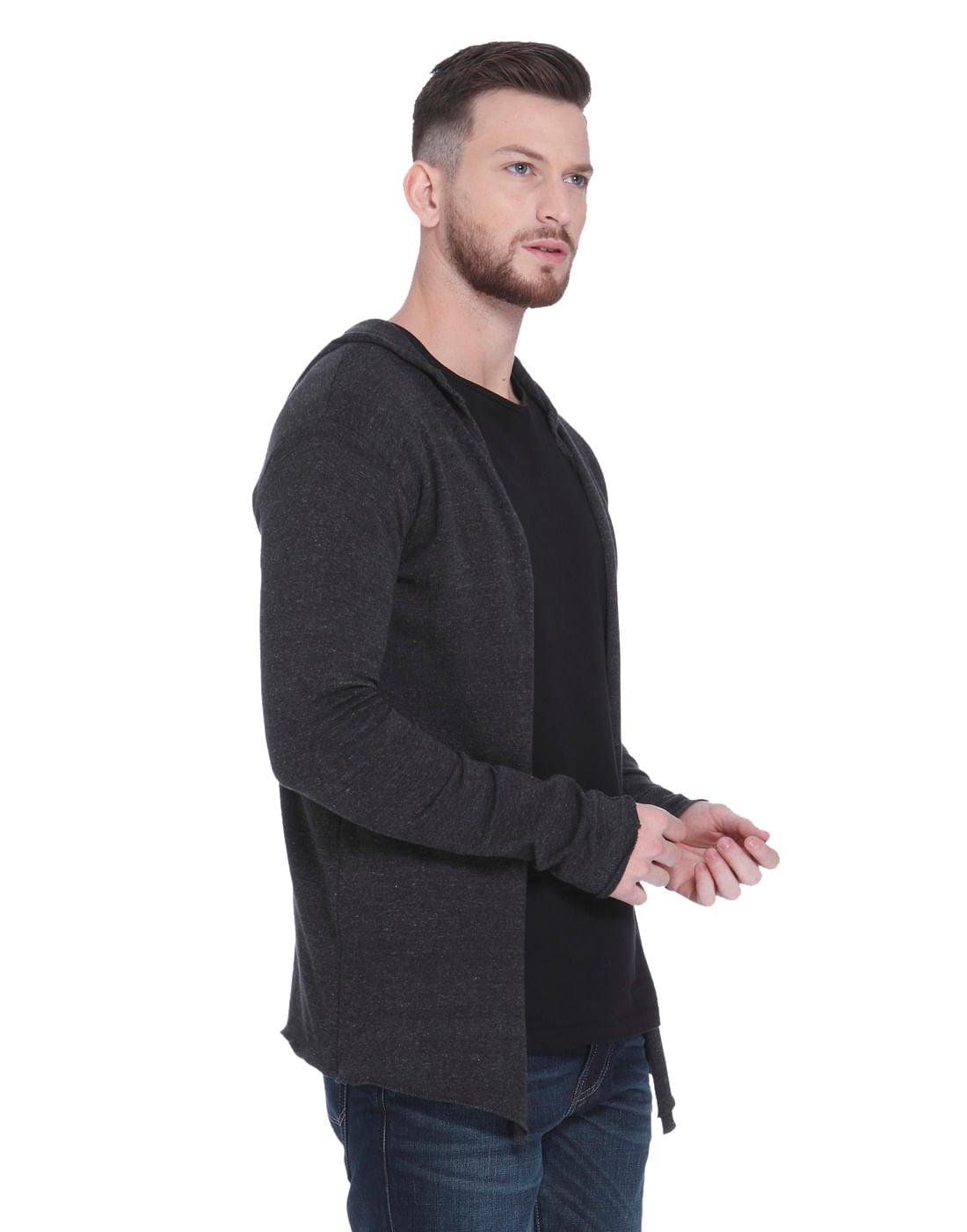 Dark Grey Front Open Cardigan