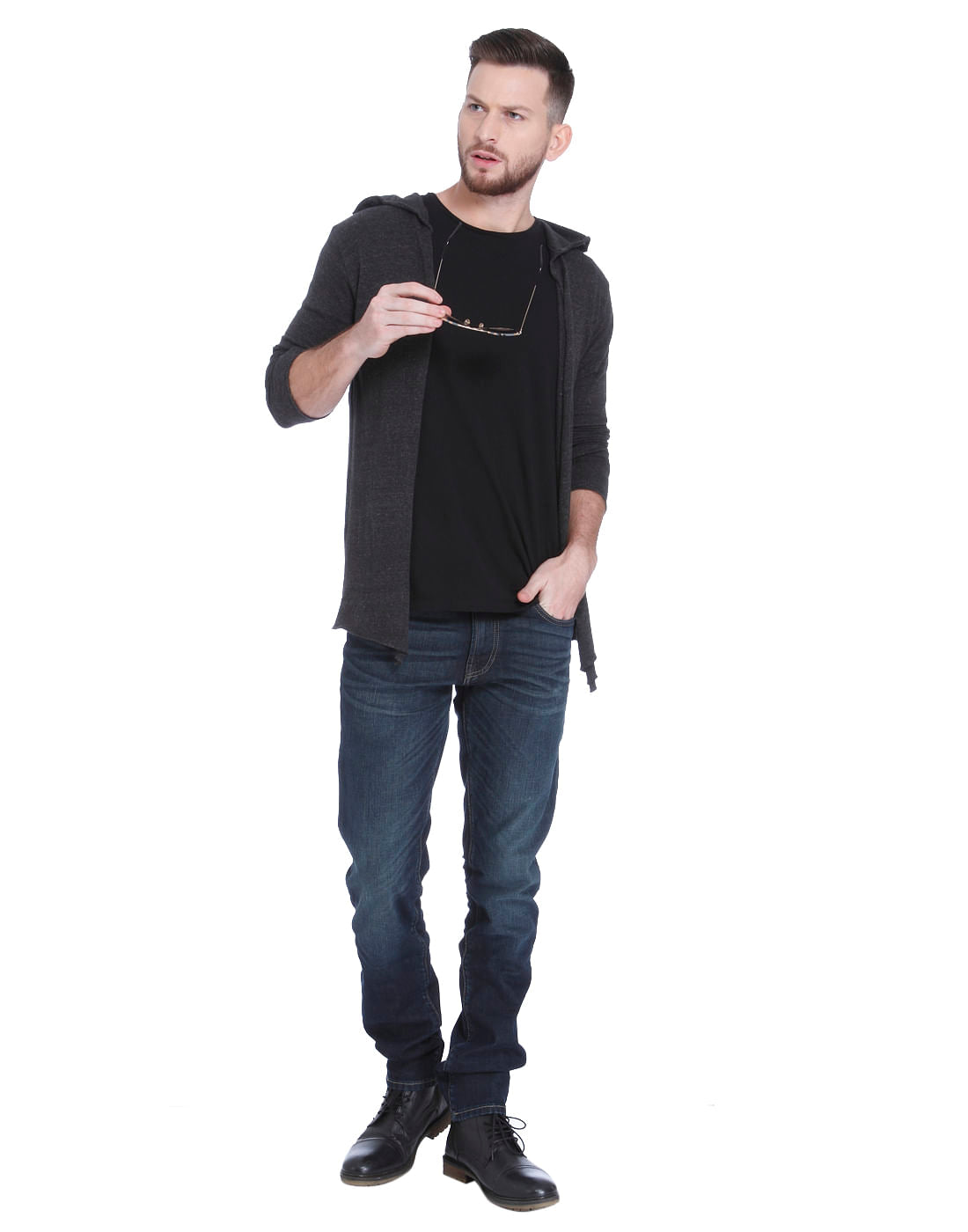 Buy Men Dark Grey Front Open Cardigan online | Jack & Jones