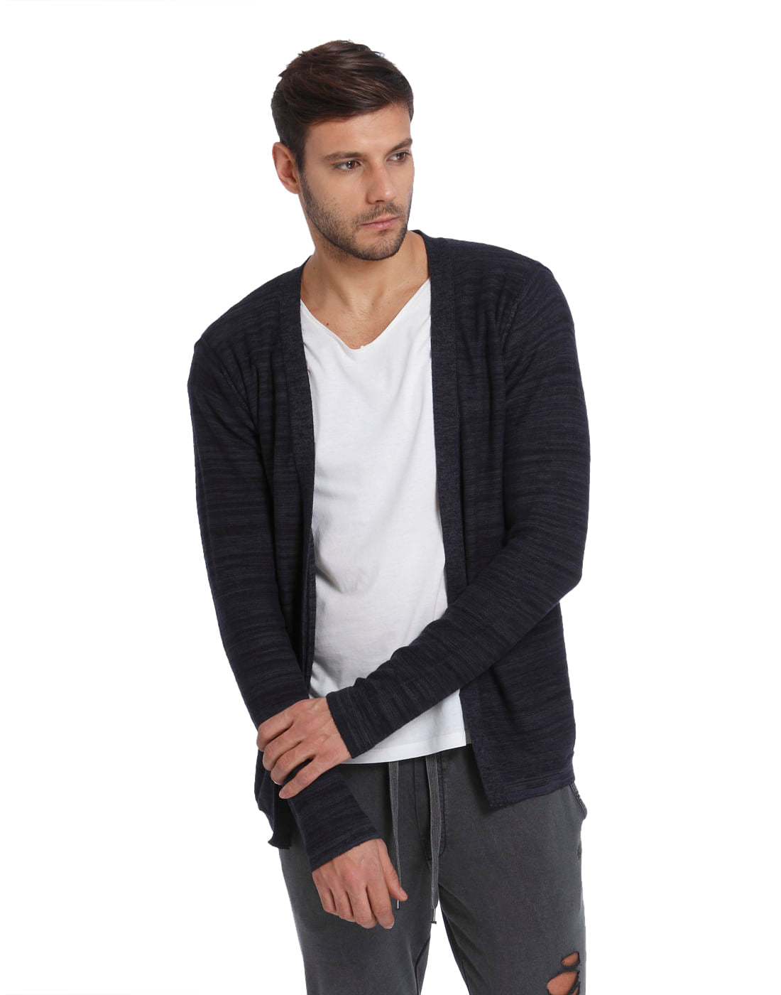 Navy Blue Front Open Cardigan - S