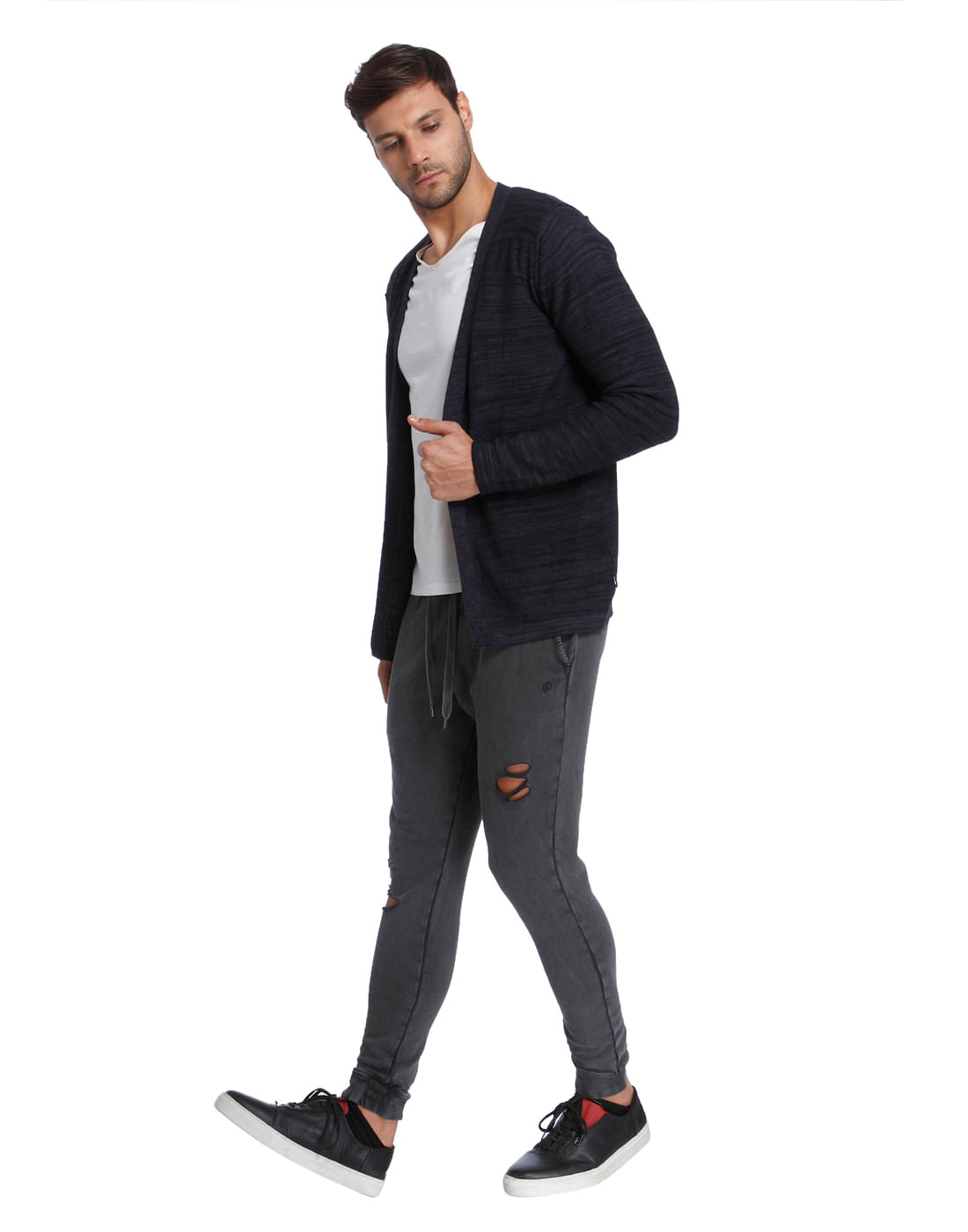 Navy Blue Front Open Cardigan