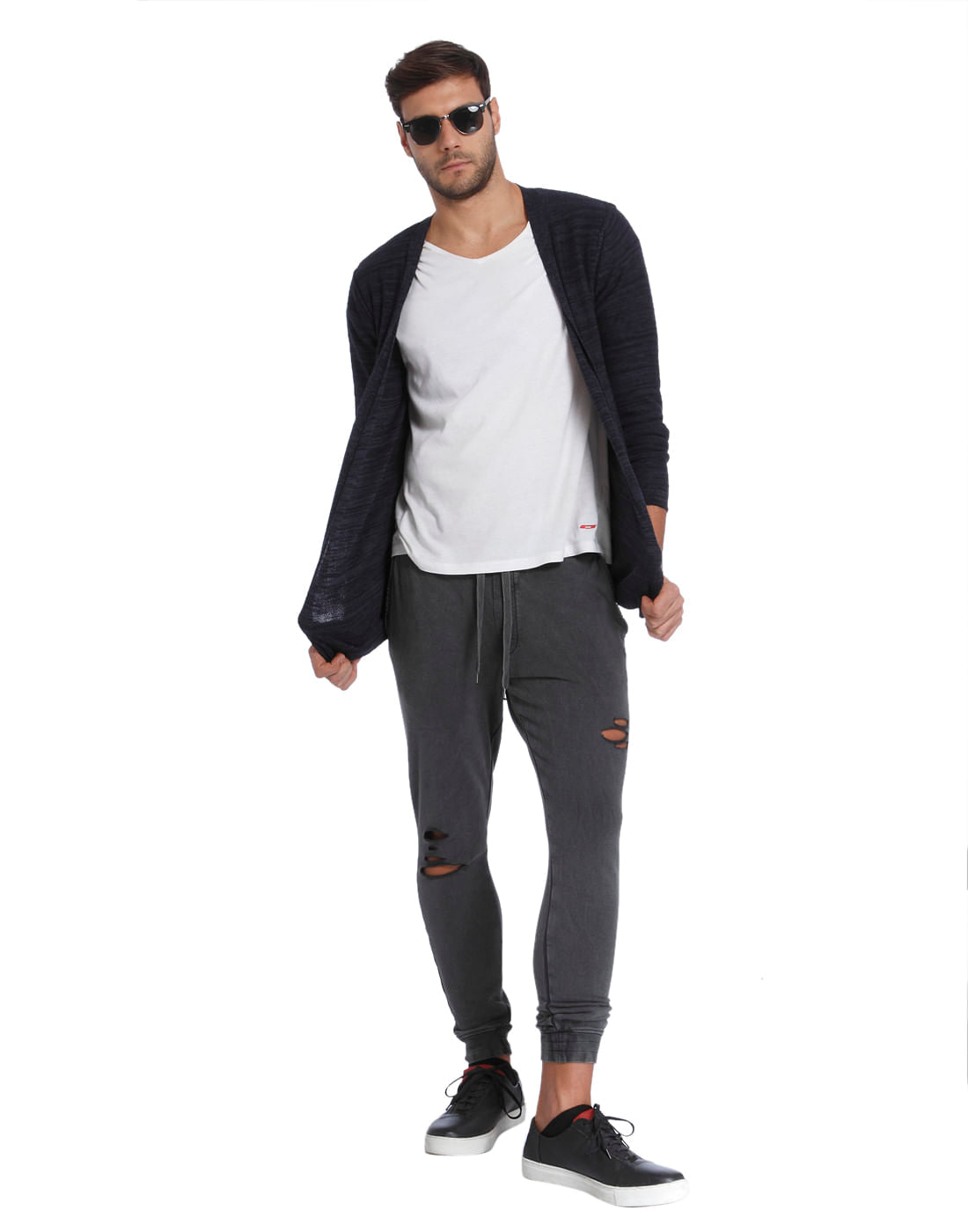 Navy Blue Front Open Cardigan
