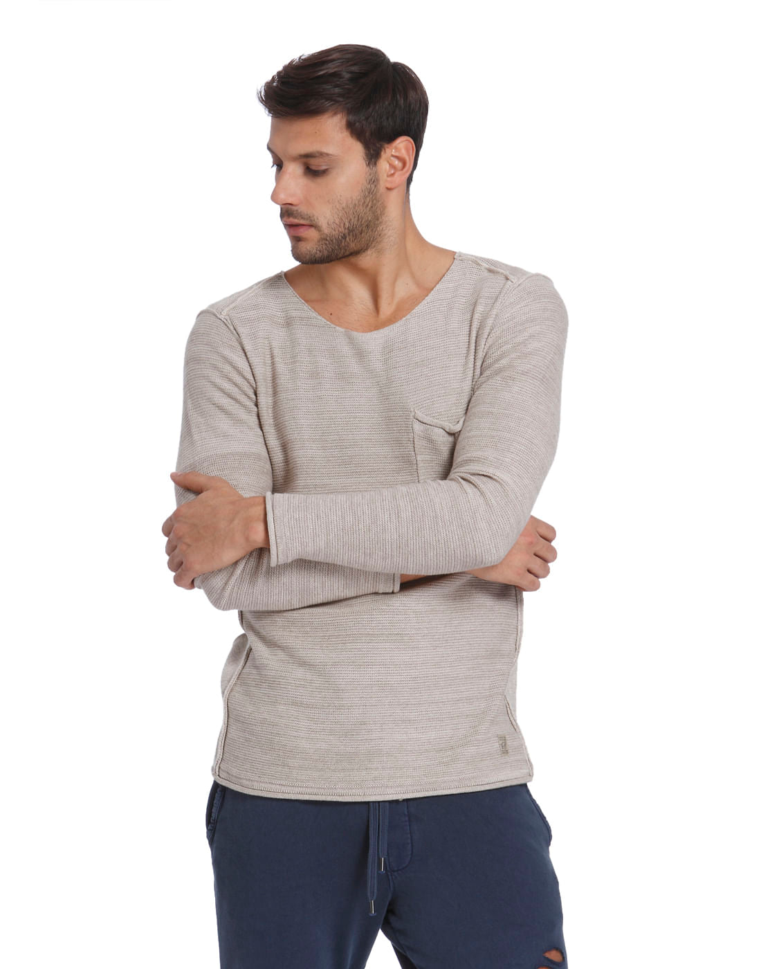 Beige Knit Pullover - S