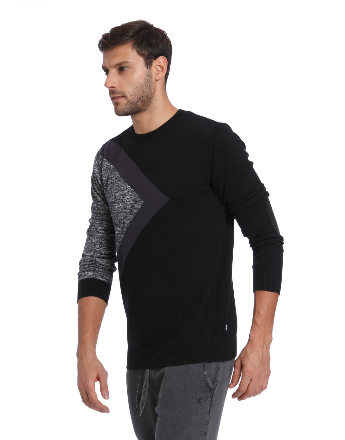 Black Colourblocked Pullover
