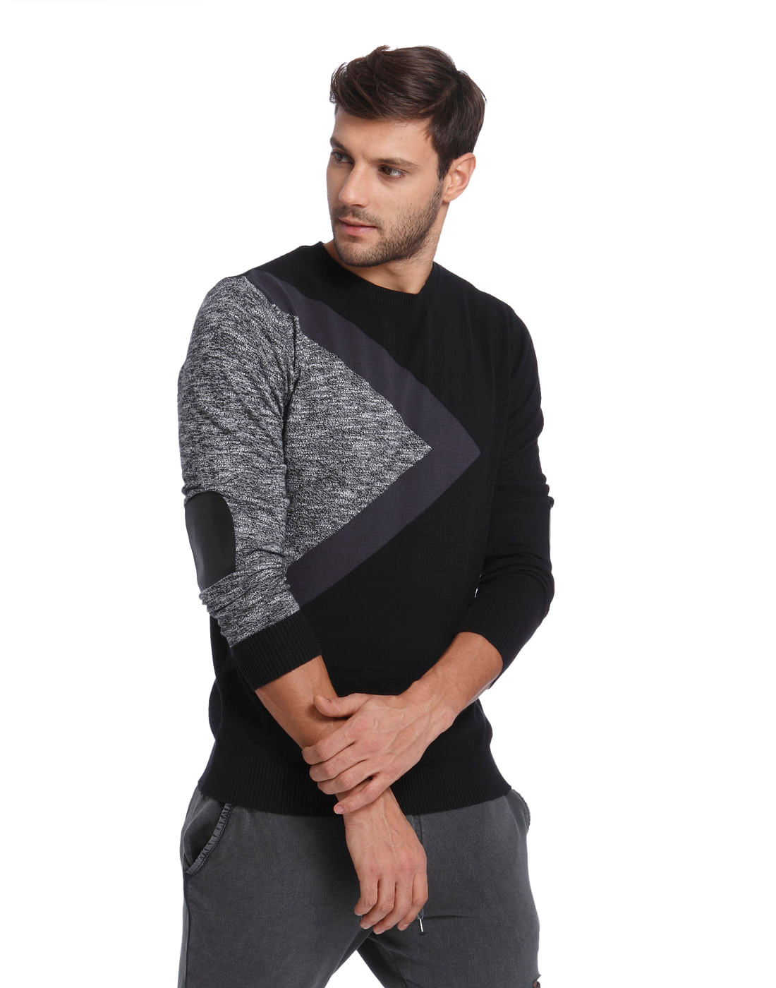 Black Colourblocked Pullover