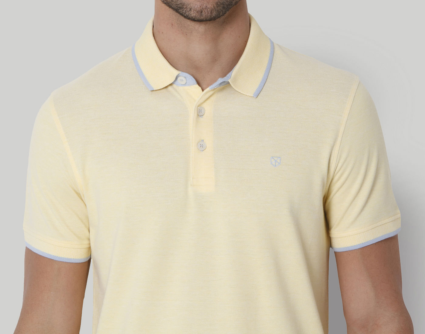 Yellow Contrast Tipping Polo Neck T-Shirt