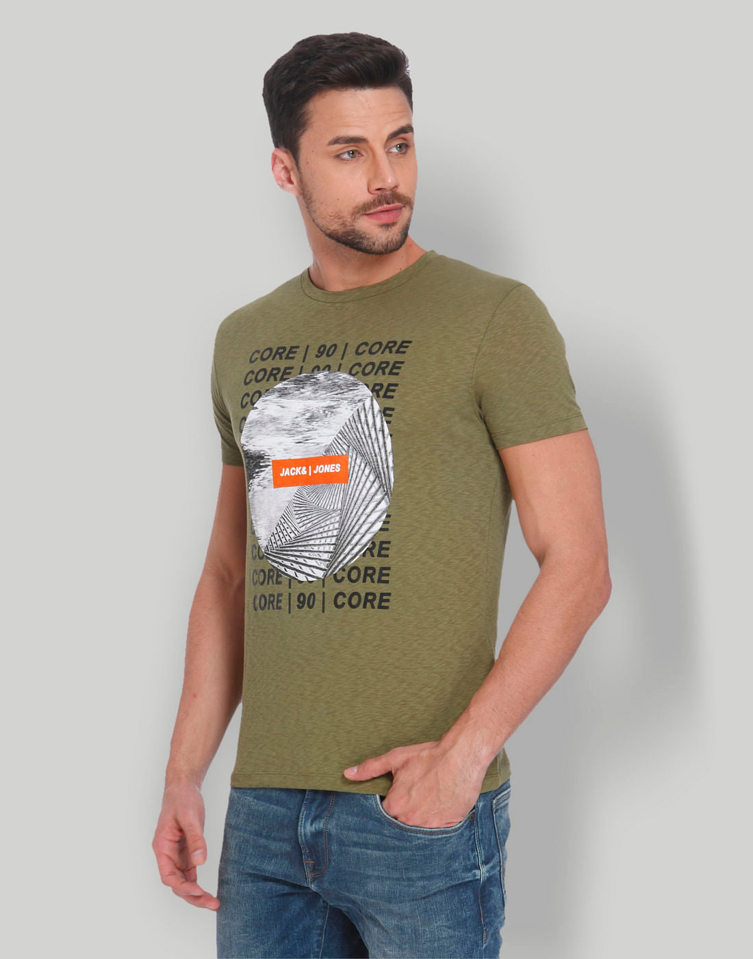 Green Graphic Print Crew Neck T-Shirt