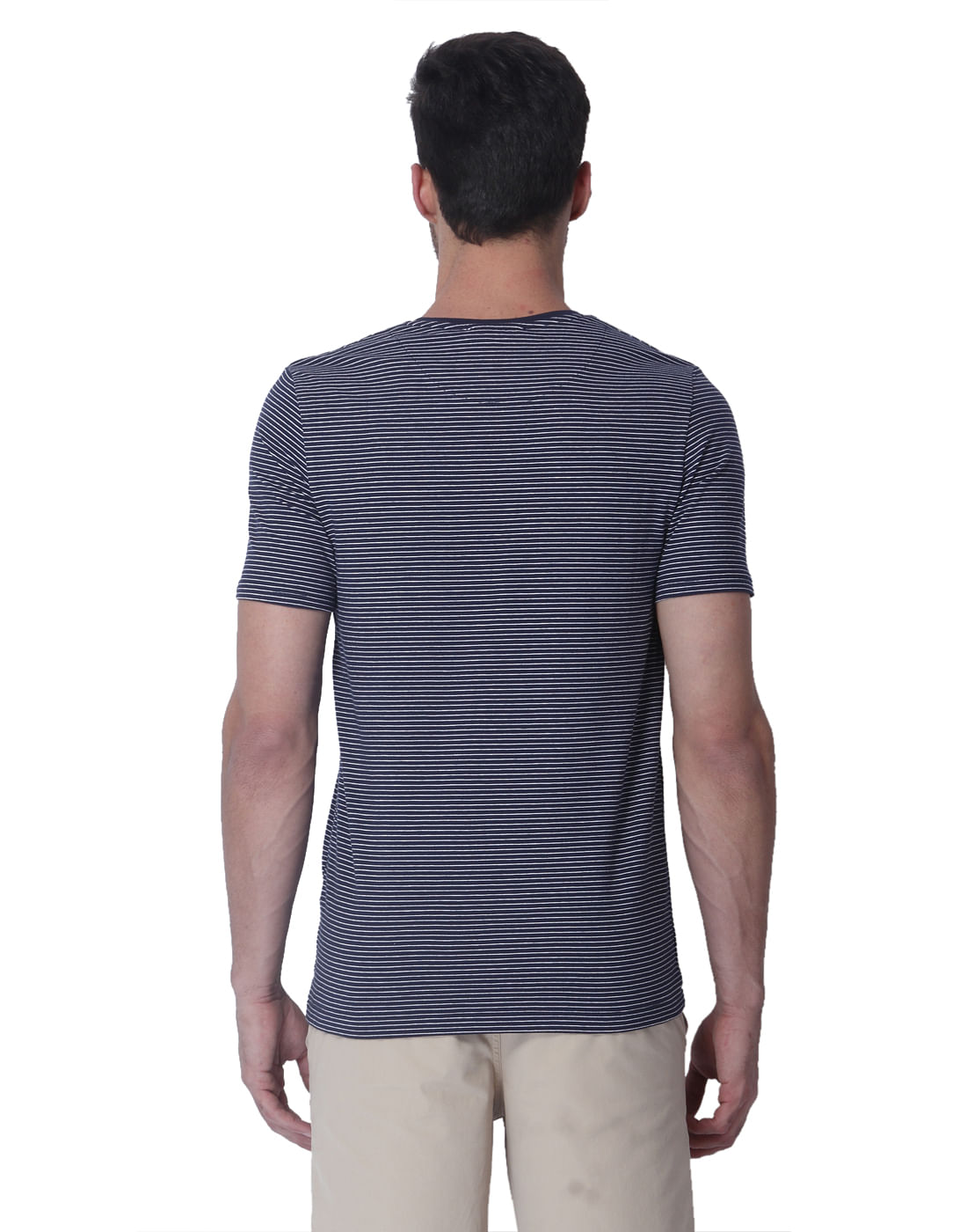 Blue Striped Crew Neck T-Shirt