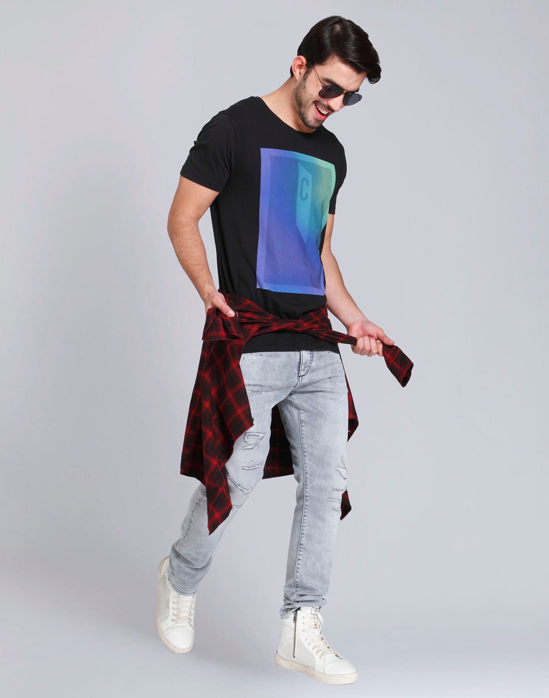 Black Graphic Print Crew Neck T-Shirt