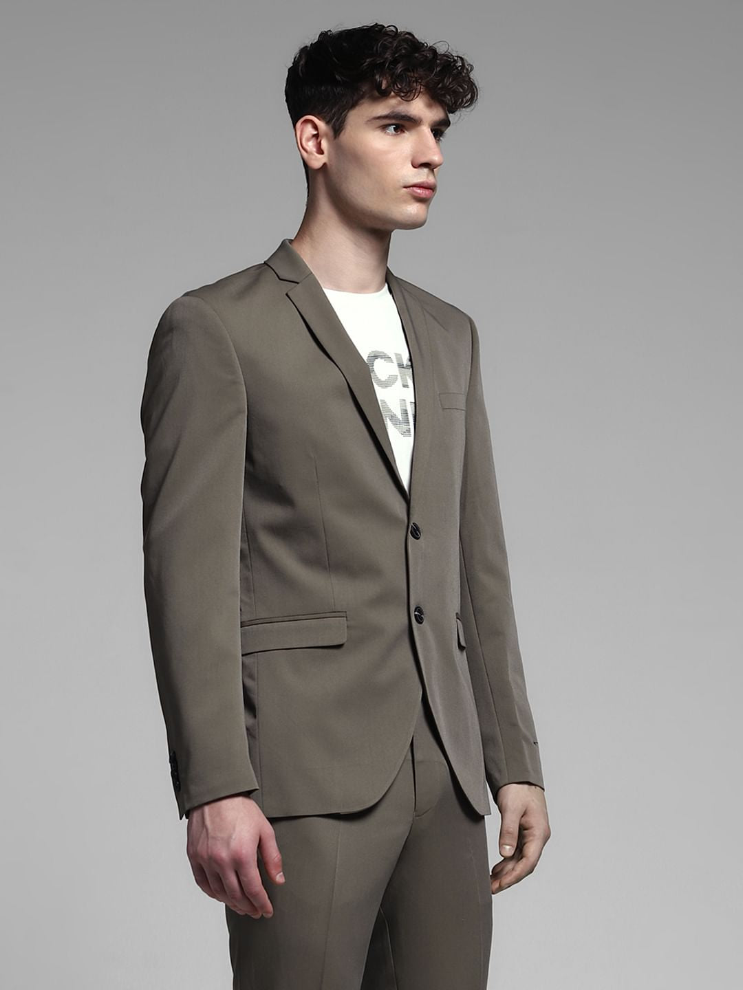 Grey Double Button Blazer