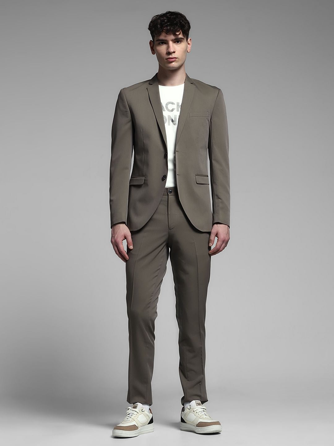 Grey Double Button Blazer