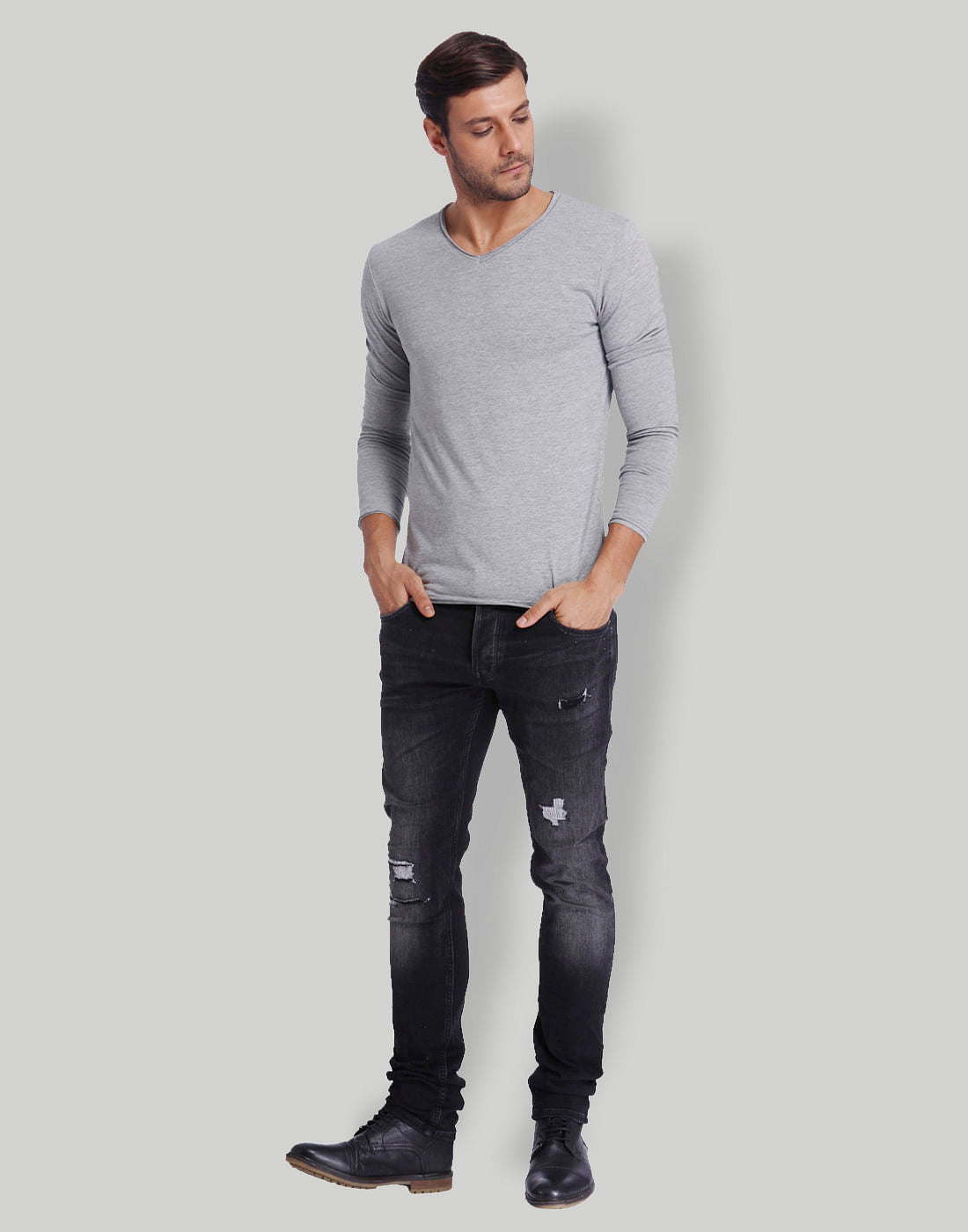 Light Grey V-Neck T-Shirt