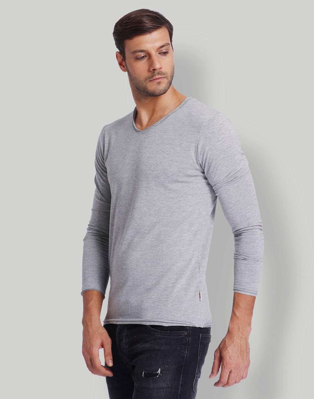 Light Grey V-Neck T-Shirt