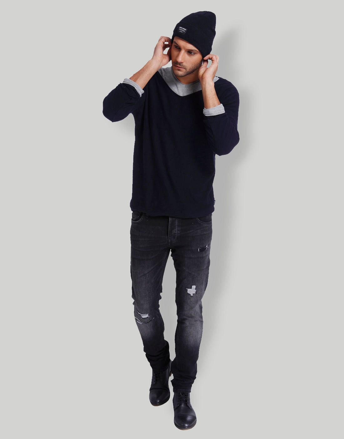 Light Grey V-Neck T-Shirt