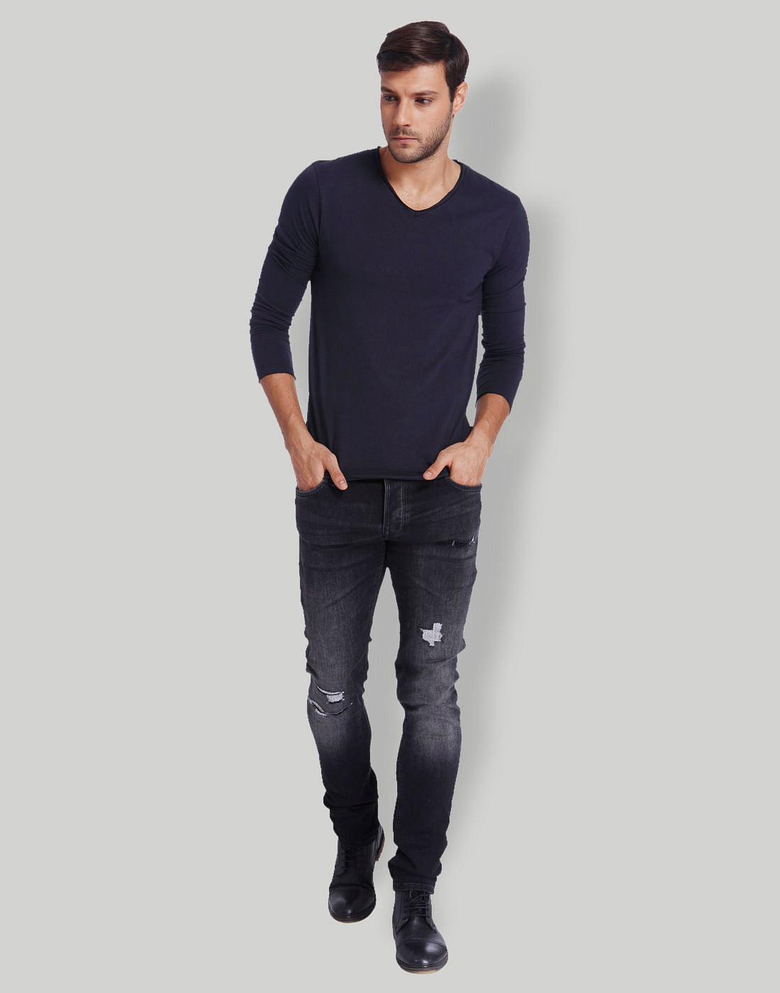 Navy Blue V-Neck T-Shirt