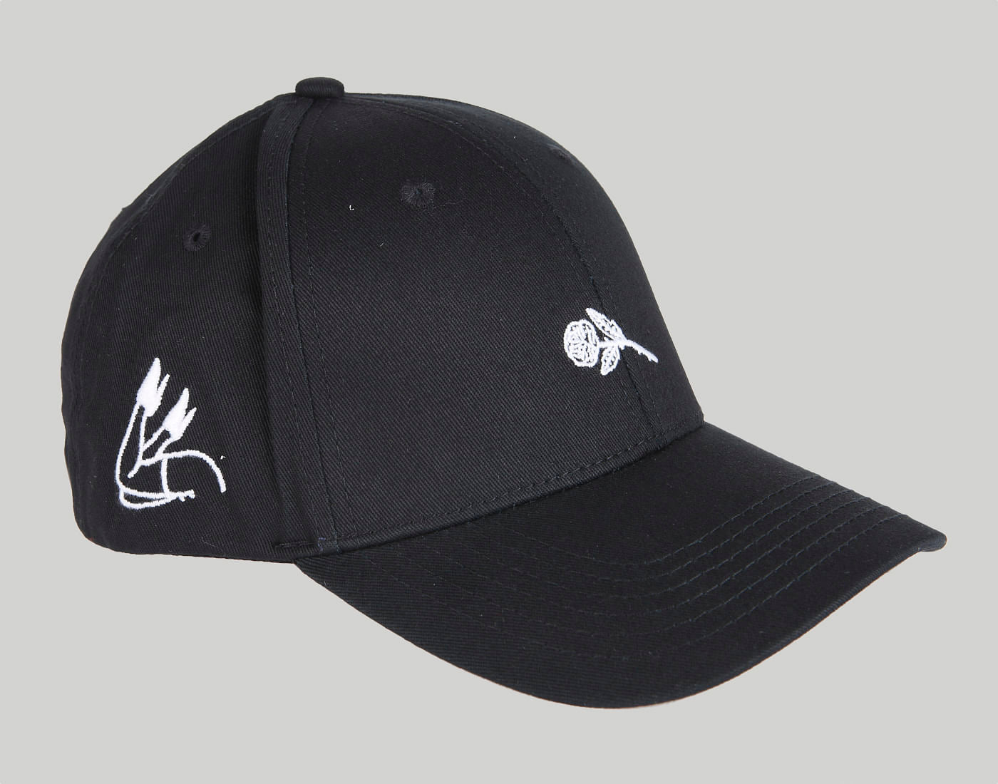 Black Embroidered Baseball Cap
