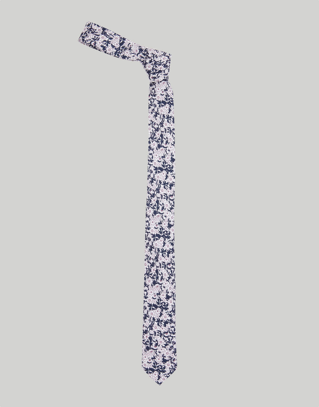 White Floral Print Tie - ONE